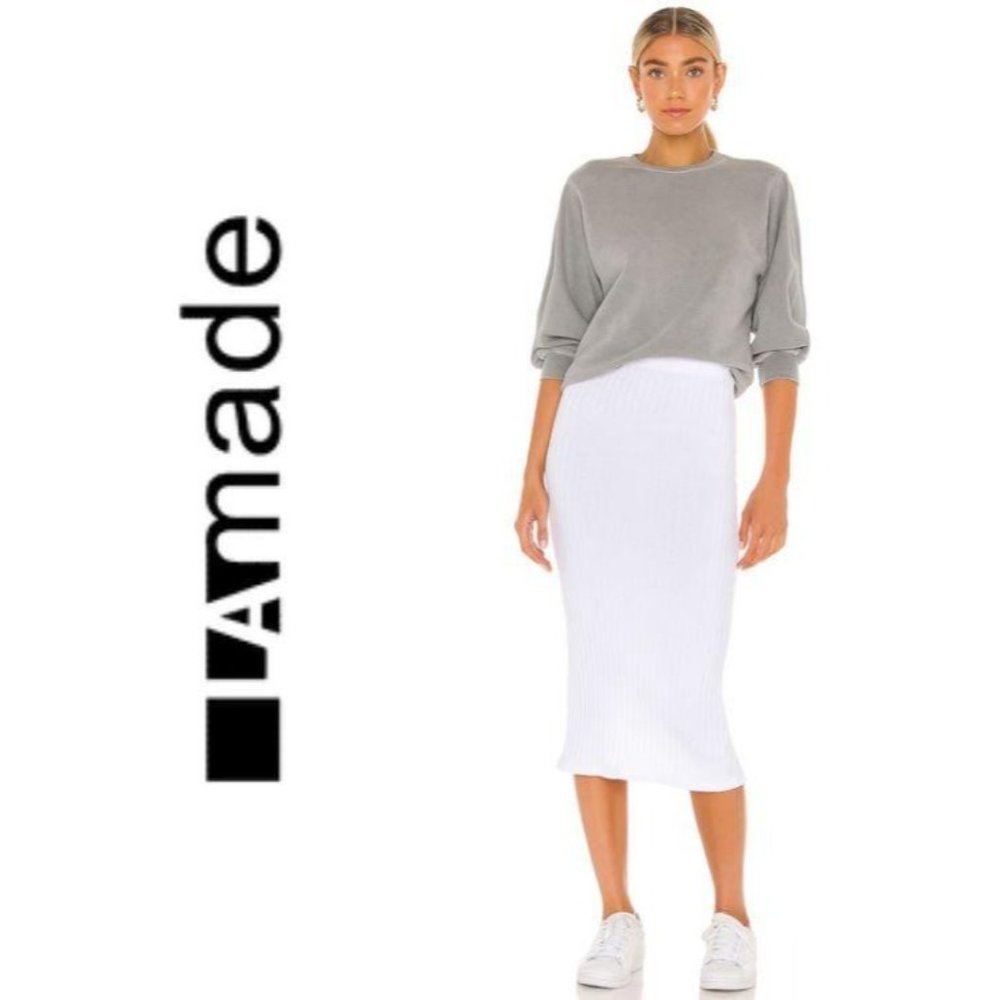 NWOT LA MADE Ribbed Hewitt Knit Sft White Skirt XS - Picture 6 of 6